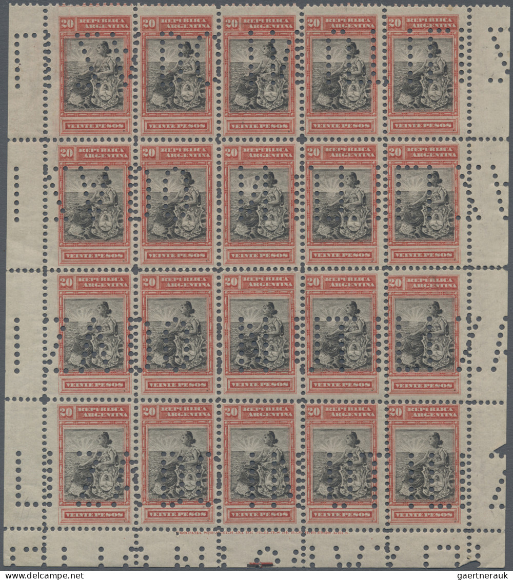 Argentina: 1885-1940's Ca.: More Than 300 Stamps Punctured "ZADO IN UTILIZ" (mea - Other & Unclassified