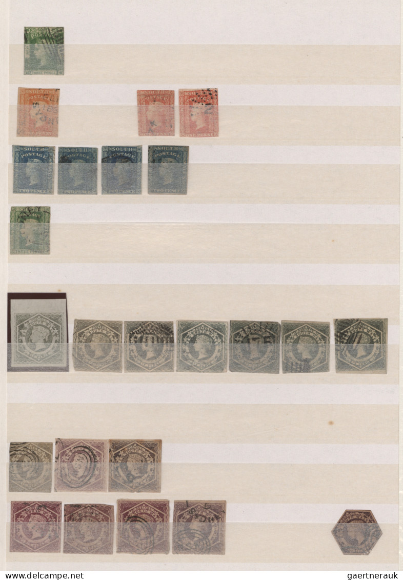 Australia: 1850-1975 (ca.), Umfangreiche Dublettenpartie Vorw. Gestempelt, In 4 - Collections