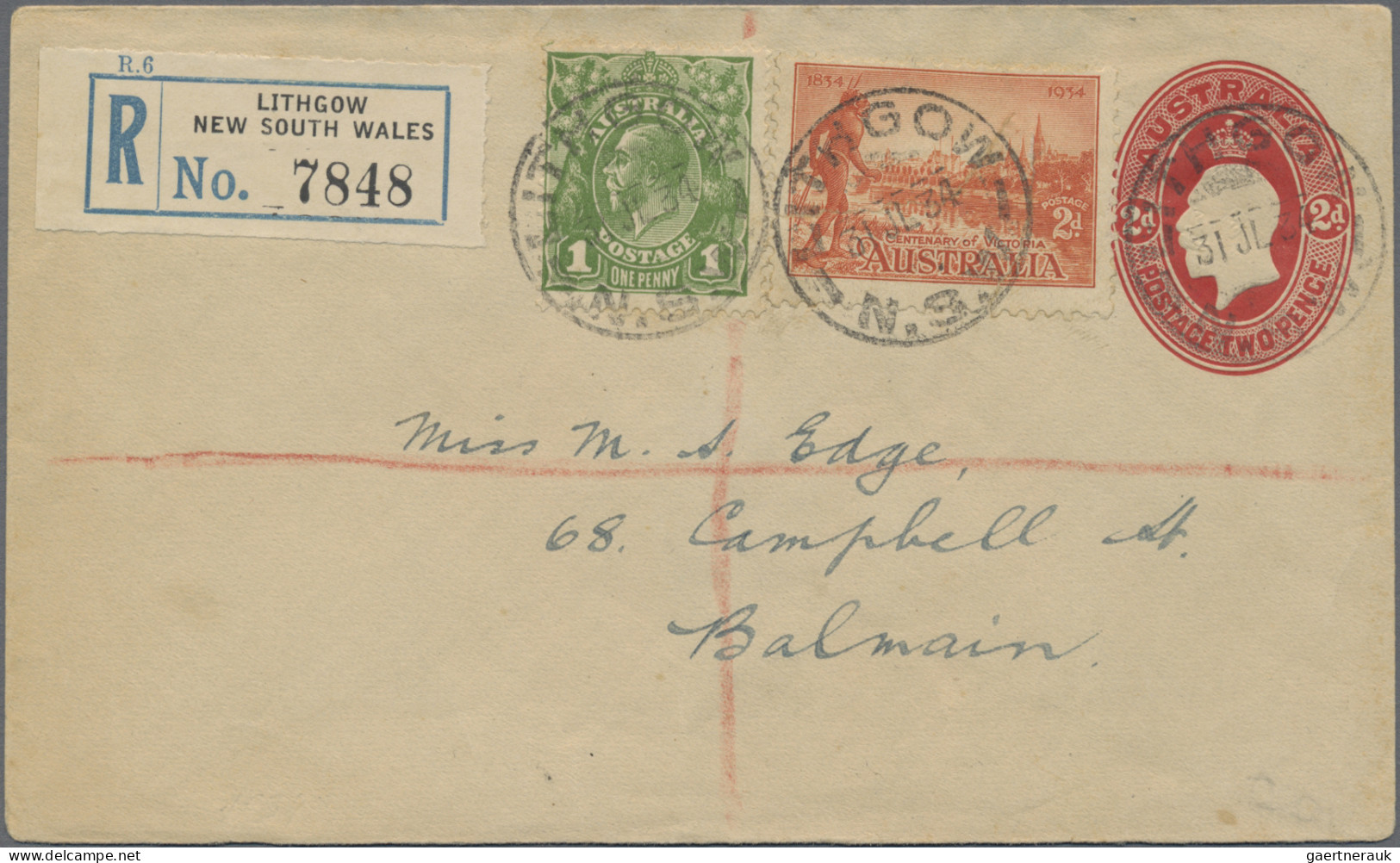 Australia: 1898/1934, Five Entires: Tasmania OPS Only Envelope Marked "Secretary - Collections