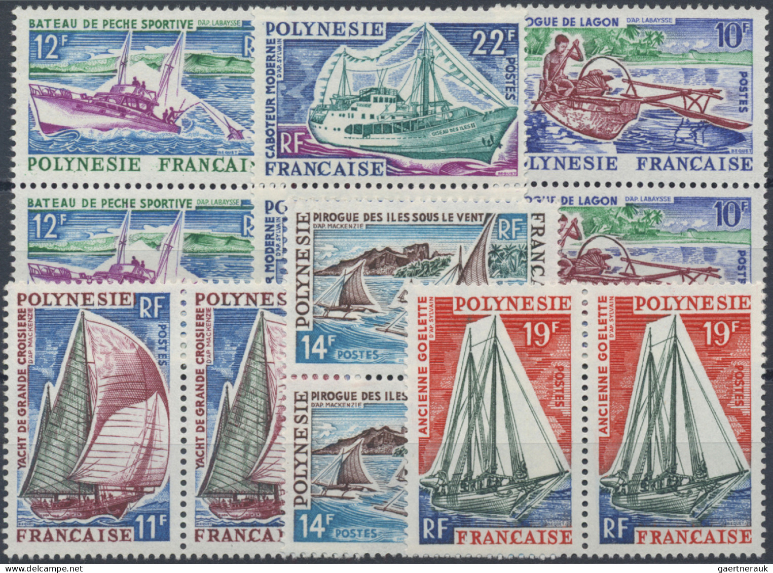 French Polynesia: 1962/1971, kleine Sammlung von auf Auktionen ersteigerten post