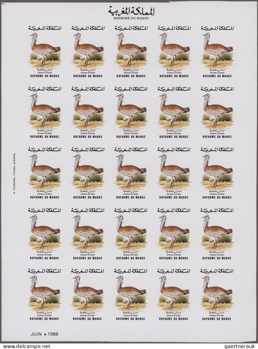 Morocco: 1988, Progressive Proofs Set Of Sheets For The Issue BIRDS. The Issue C - Morocco (1956-...)