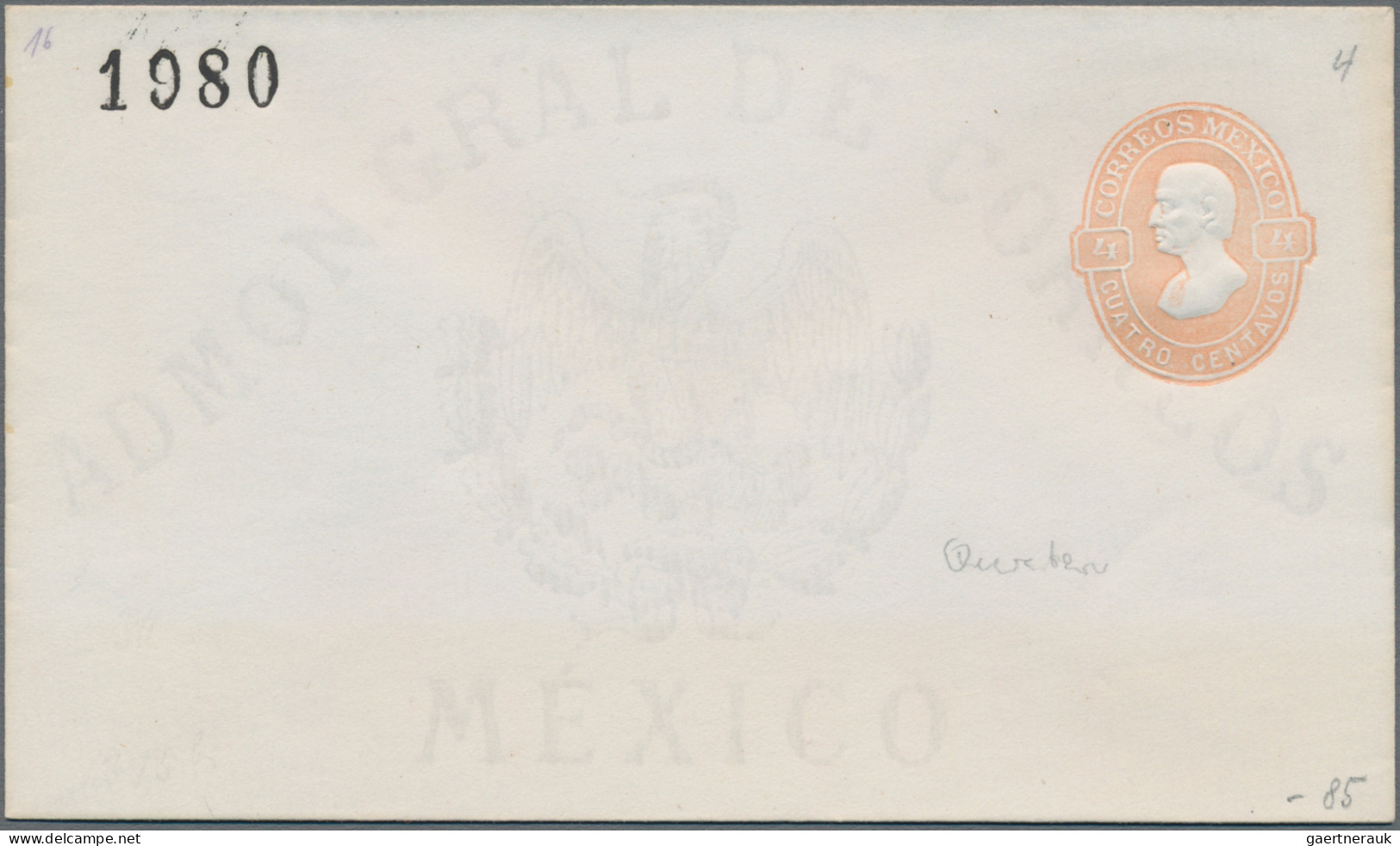 Mexico - Postal Stationary: 1878/1883, Stationery Envelopes (25) Ex-E6/9 4 C., 1 - Mexico