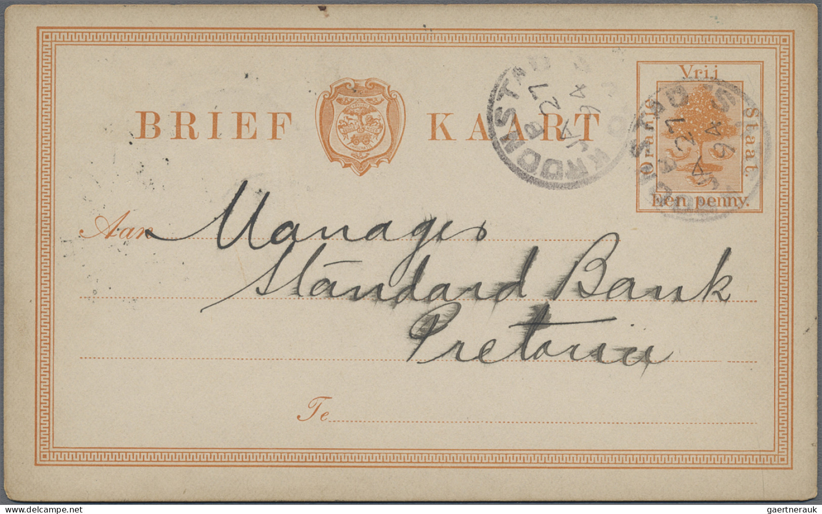 Oranje Free State - Postal Stationery: 1886/1895, Postal Card 1d. Orange, Lot Of - Sonstige & Ohne Zuordnung