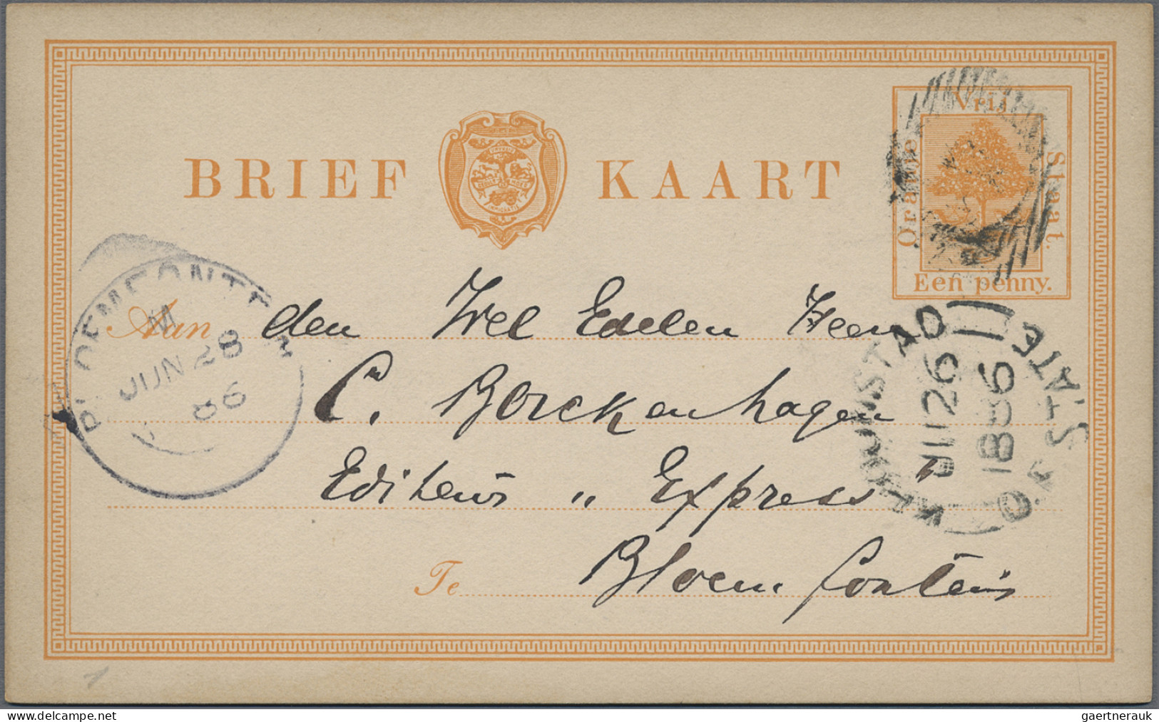 Oranje Free State - Postal Stationery: 1886/1896, Postal Card 1d. Orange, Lot Of - Otros & Sin Clasificación