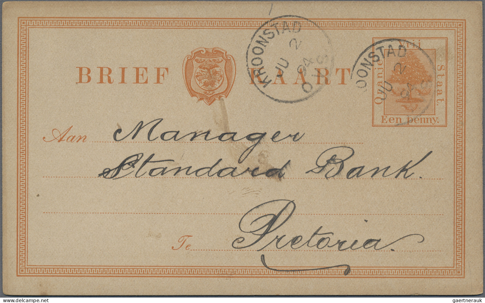 Oranje Free State - Postal Stationery: 1886/1896, Postal Card 1d. Orange, Lot Of - Otros & Sin Clasificación