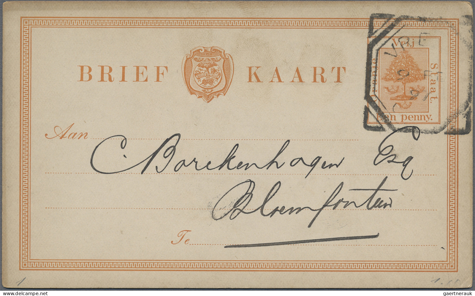 Oranje Free State - Postal Stationery: 1885/1897, Postal Card 1d. Orange, Lot Of - Sonstige & Ohne Zuordnung