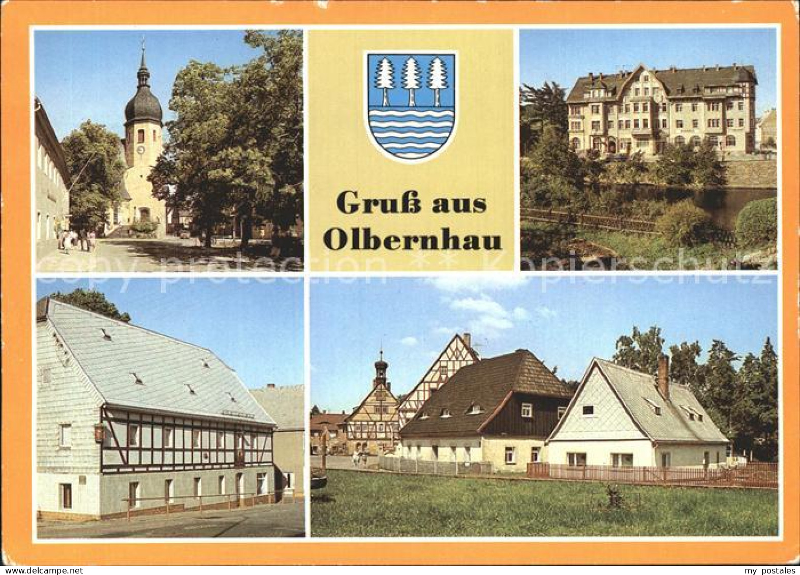 72215355 Olbernhau Erzgebirge Kirche Rathaus Gaststaette Wilder Mann Saigerhuett - Olbernhau