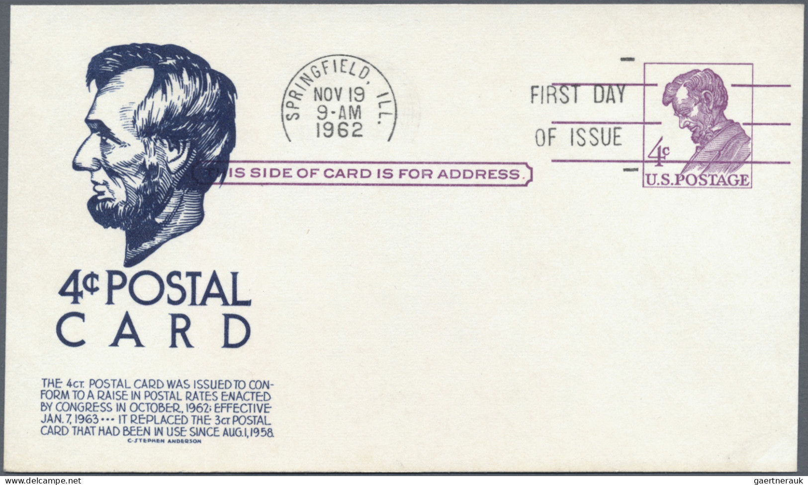United States - Postal Stationary: 1951/1962, Postal Cards with IMPRINT (CACHET)