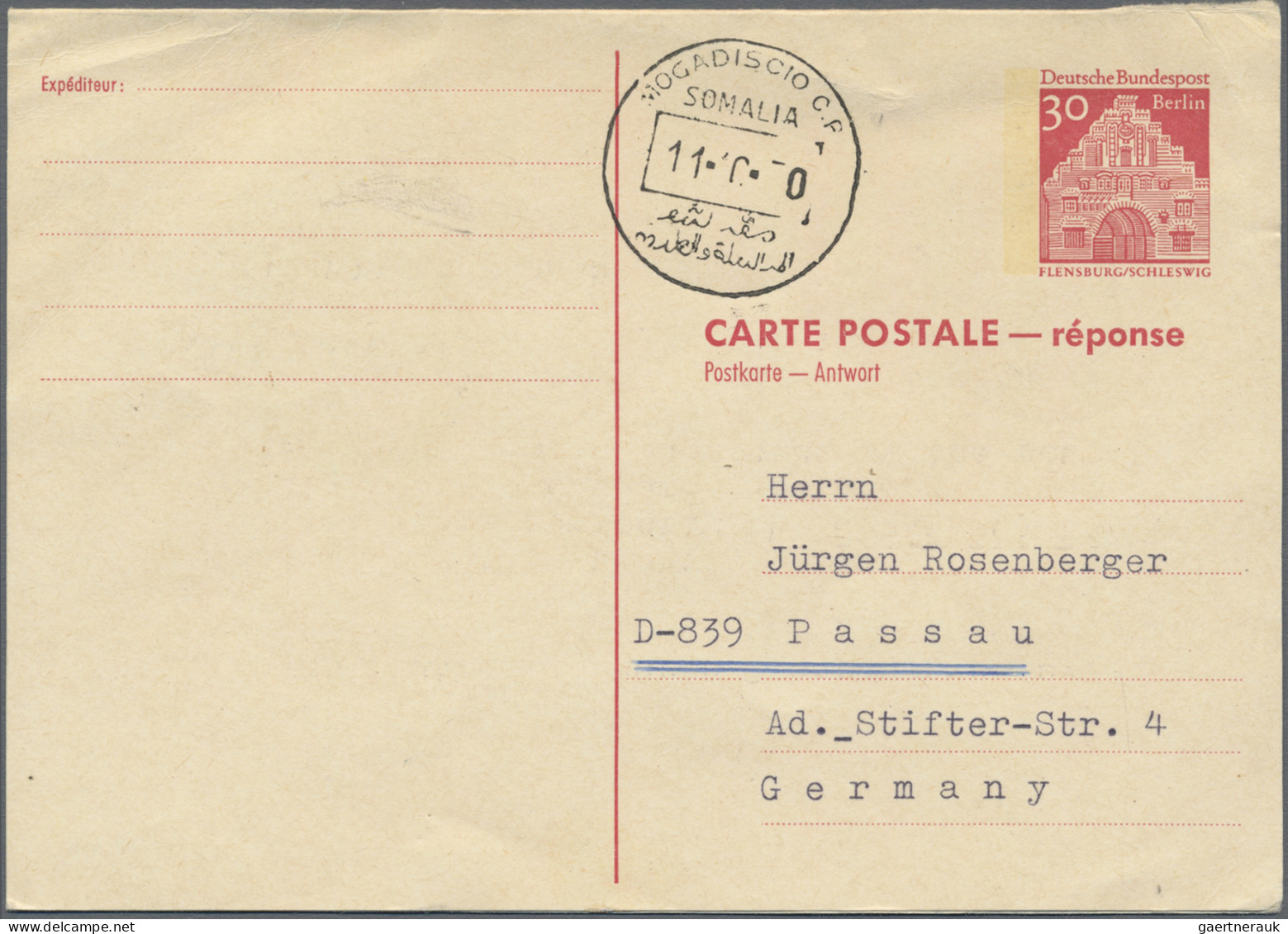 Africa: 1970/1971, West Berlin: 30/30 Pf Red 'buildings' Postal Stationery Reply - Autres - Afrique