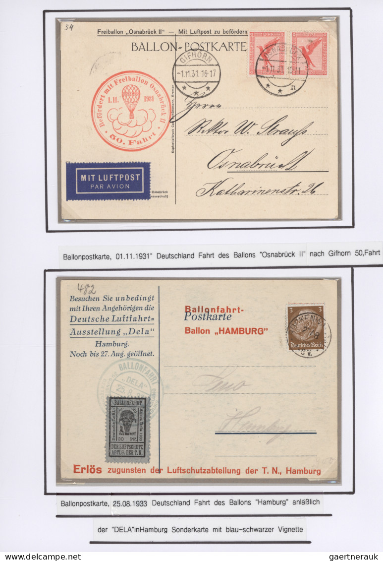 Balloon Mail: 1887 - 1955, Umfangreiche Ausstellungs-Sammlung Von Ca. 90 Ballonp - Montgolfières