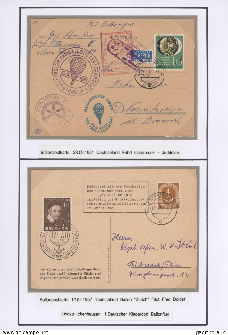 Balloon Mail: 1887 - 1955, Umfangreiche Ausstellungs-Sammlung von ca. 90 Ballonp