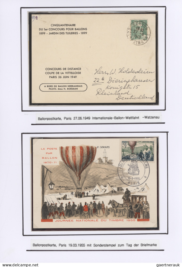 Balloon Mail: 1887 - 1955, Umfangreiche Ausstellungs-Sammlung von ca. 90 Ballonp