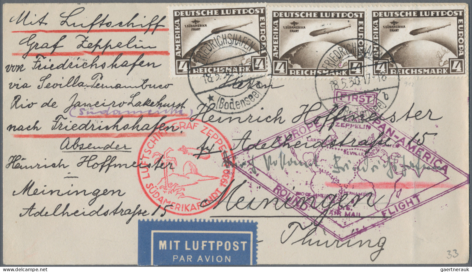 Air Mail - Germany: 1912/1940 (ca.), Konvolut Von 87 Briefen Flug- Und Zeppelinp - Luchtpost & Zeppelin