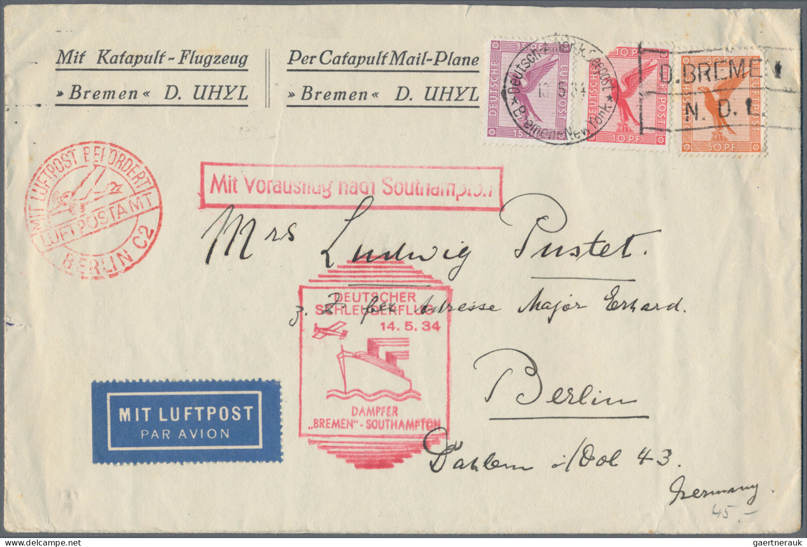 Air Mail - Germany: 1912/1940 (ca.), Konvolut von 87 Briefen Flug- und Zeppelinp