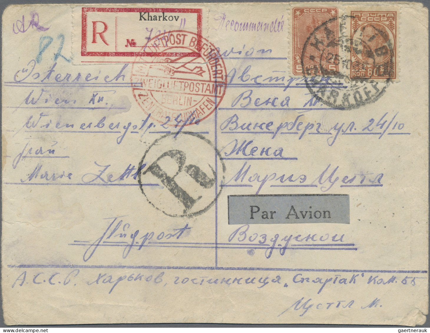 Air Mail - Germany: 1924/1940, 9 Deruluft-Luftpostbelege Meist Von Russland Nach - Poste Aérienne & Zeppelin