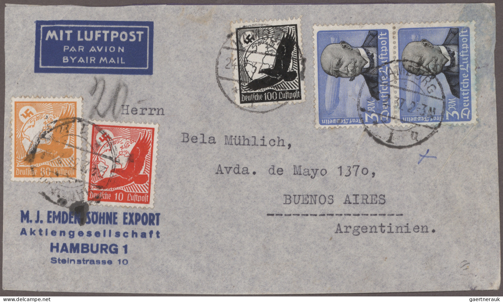 Air Mail - Germany: 1928/1942, Gruppe Von 12 Briefen Und Postkarten Befördert Mi - Poste Aérienne & Zeppelin