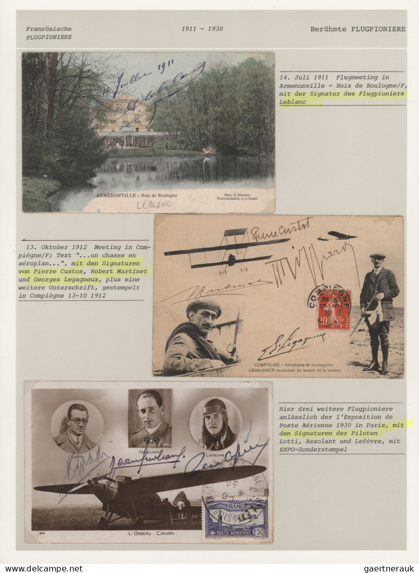 Airmail - Europe: 1908/1930, French Pioneer Aviators, Collection Of 17 Related P - Autres - Europe