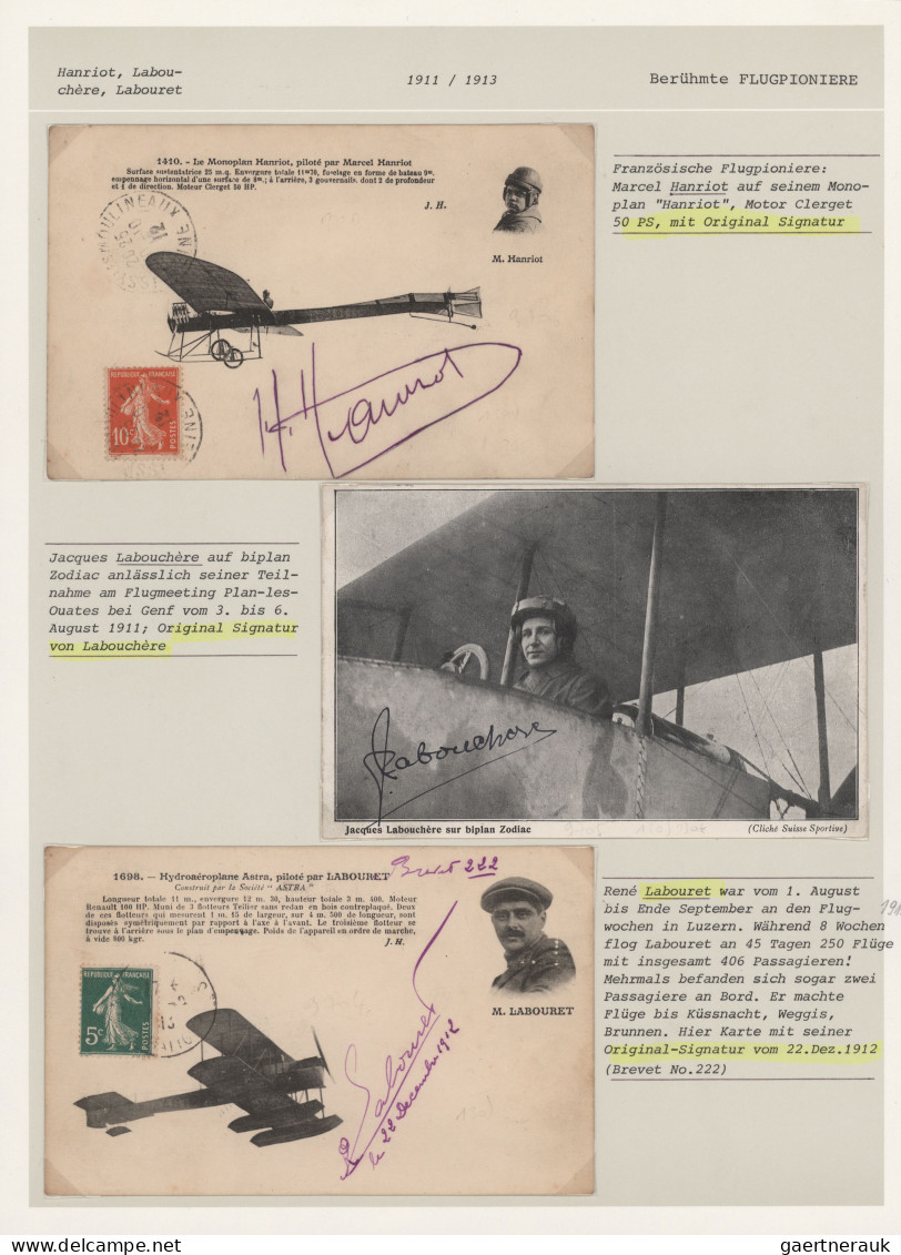 Airmail - Europe: 1908/1930, French Pioneer Aviators, Collection Of 17 Related P - Autres - Europe