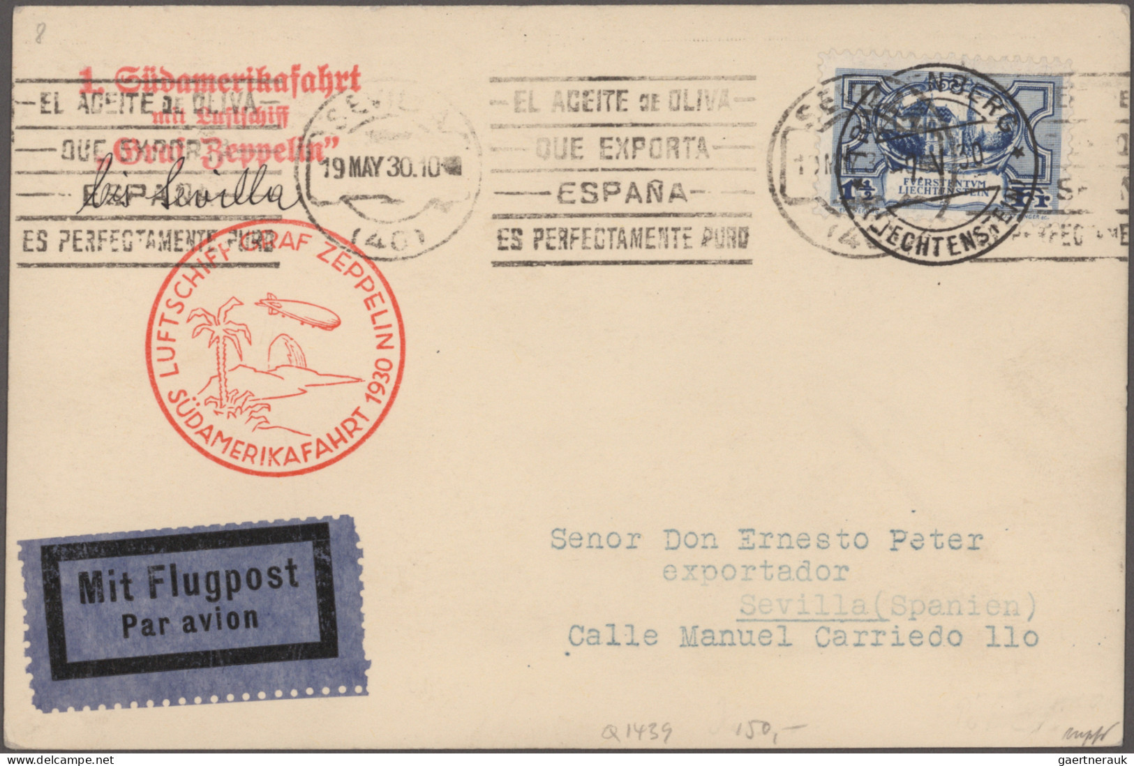 Airmail - Europe: LIECHTENSTEIN, 1930/1937, Sammlung Mit 38 Flugpostbelegen Dabe - Autres - Europe