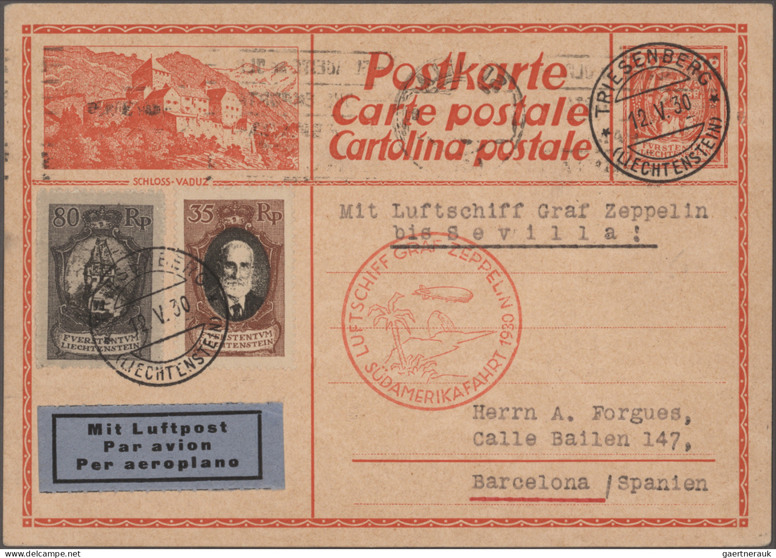 Airmail - Europe: LIECHTENSTEIN, 1930/1937, Sammlung Mit 38 Flugpostbelegen Dabe - Autres - Europe