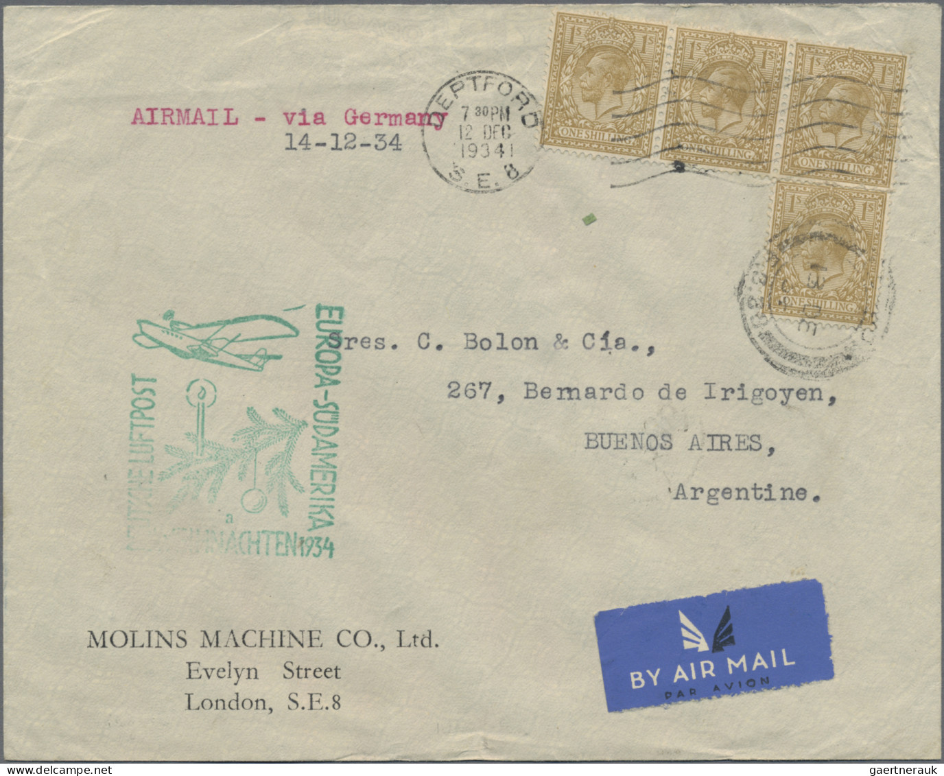 Airmail - Europe: 1934, 8.12.-15.12., Drei Luftpostbelege Europa-Südamerika Mit - Autres - Europe