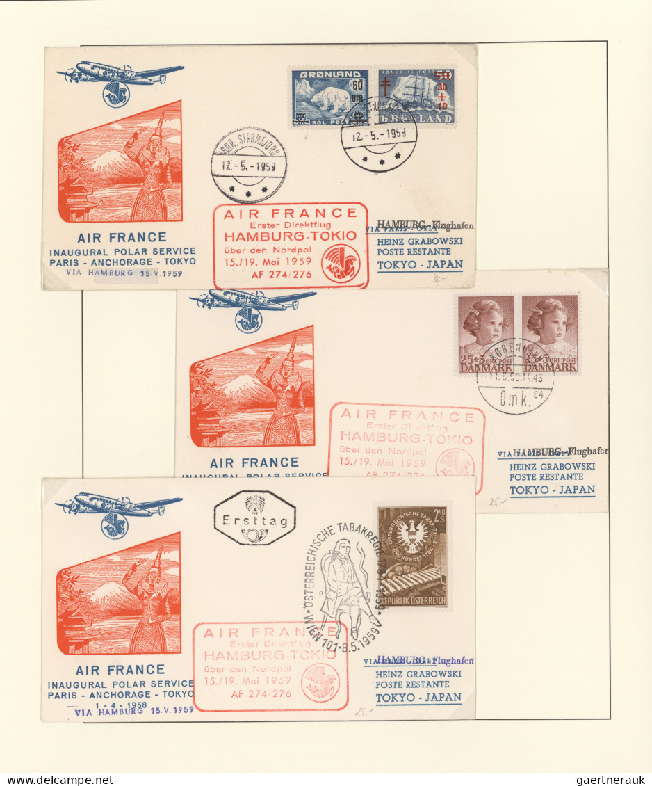 Air Mail: 1952/2010, 2 Albums With Approx. 140 Air France Flight Covers From And - Other & Unclassified