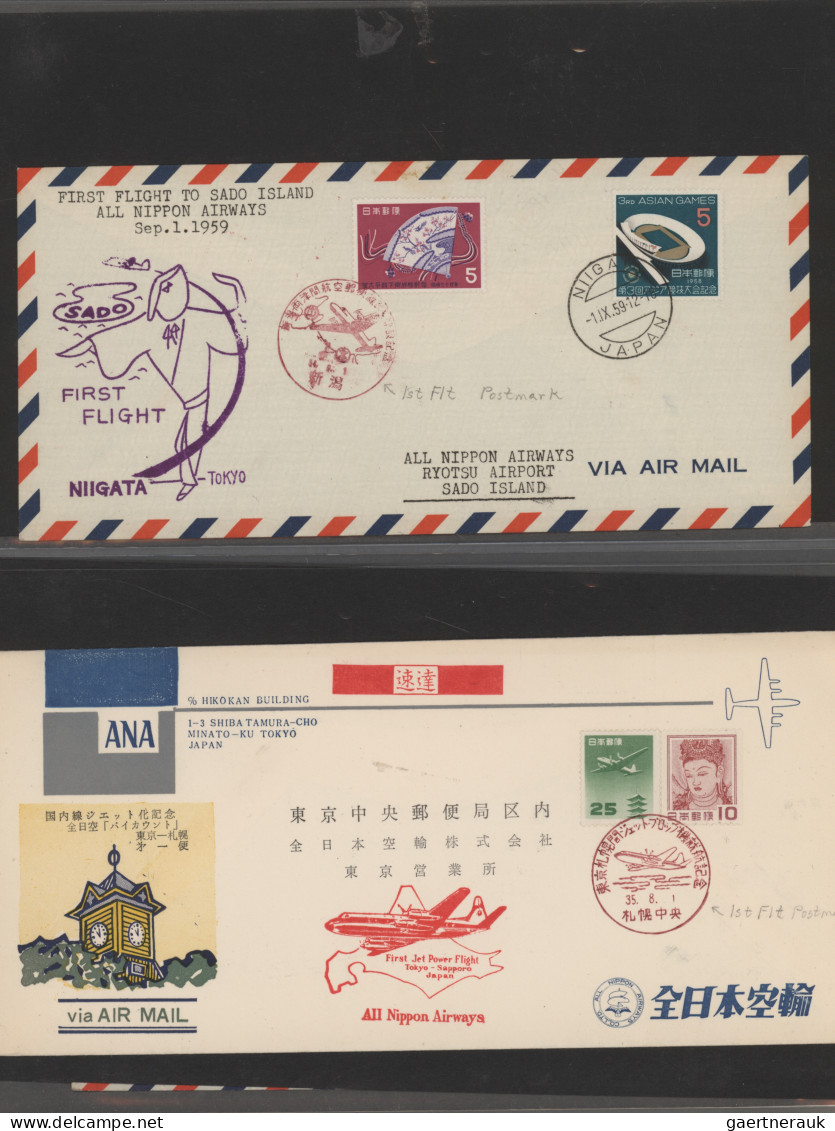 Air Mail: 1957/2014, 2 Albums With Over 300 Flight Covers Of The Largest Japanes - Autres & Non Classés