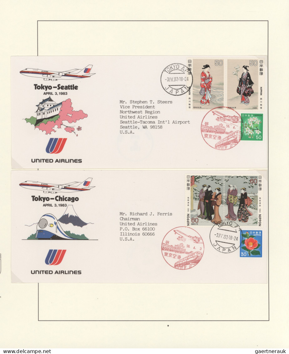 Air Mail: 1960/2013, Album With Approx. 78 Flight Covers To And From Japan By Th - Autres & Non Classés