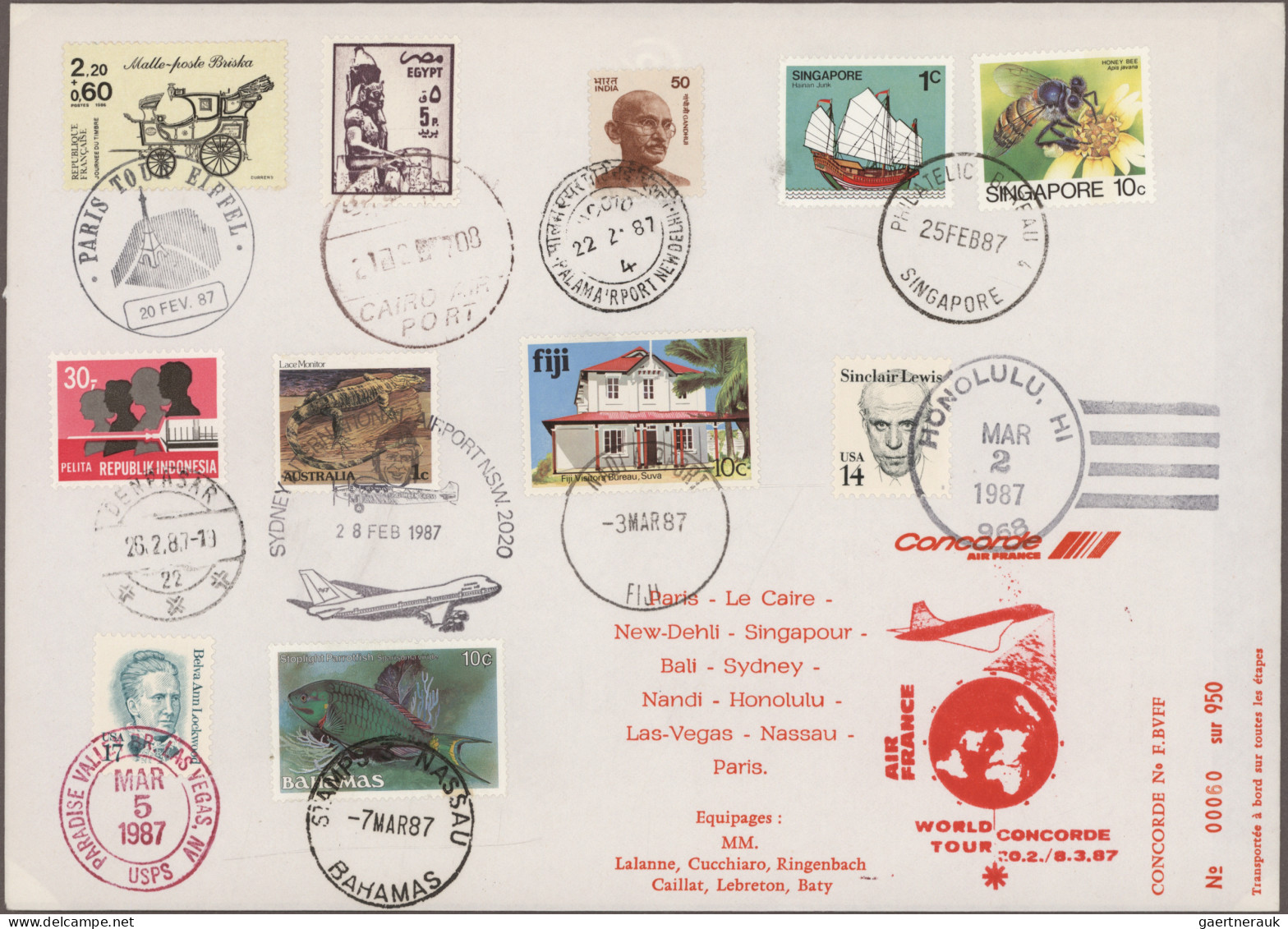 Air Mail: 1986/1999, Concorde Round-the-world Flights, Complete Collection Of 11 - Autres & Non Classés