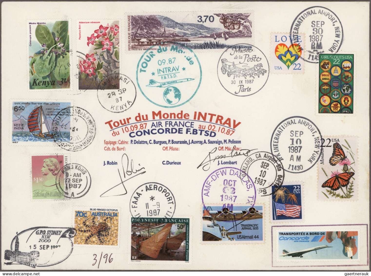 Air Mail: 1986/1999, Concorde Round-the-world Flights, Complete Collection Of 11 - Autres & Non Classés