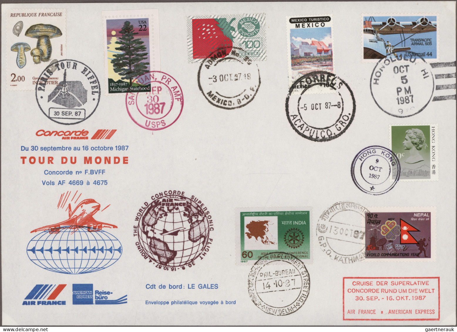 Air Mail: 1986/1999, Concorde Round-the-world Flights, Complete Collection Of 11 - Autres & Non Classés