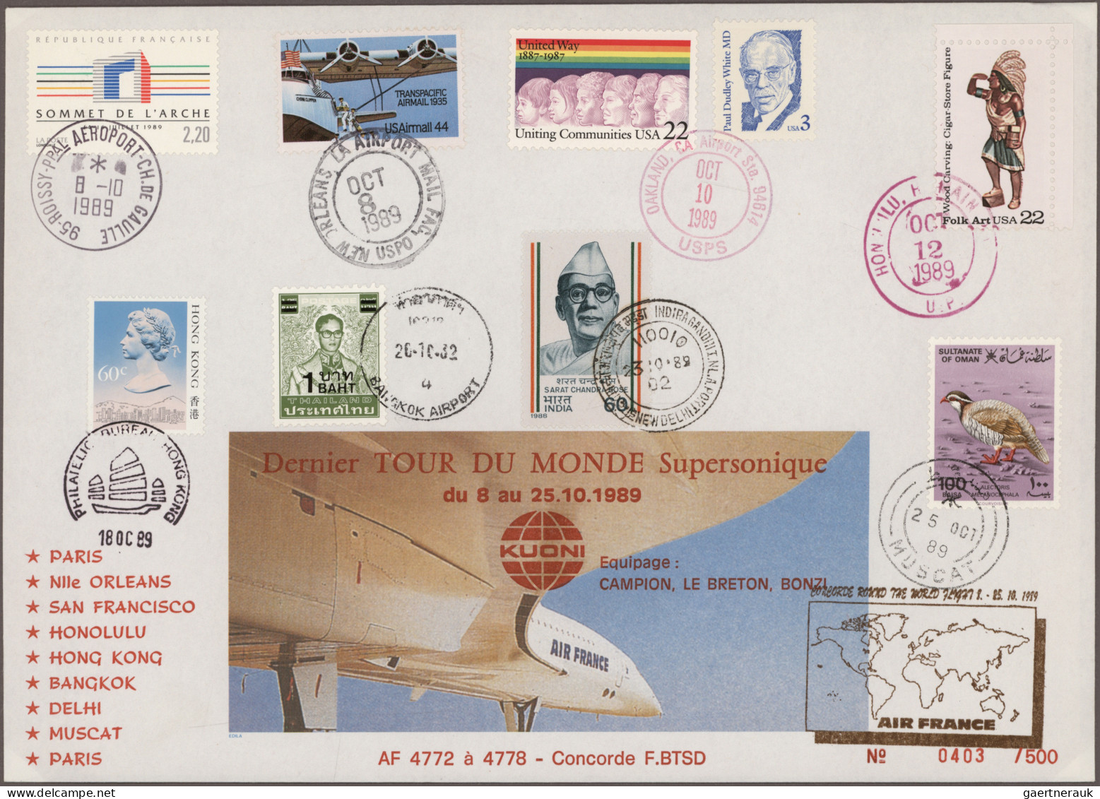 Air Mail: 1986/1999, Concorde round-the-world flights, complete collection of 11