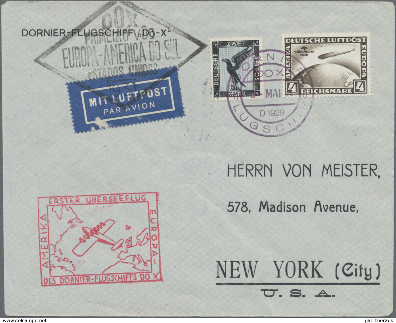 DO-X - Air Mail: 19031/43, Sammlung Mit Rund 50 Briefen, Belegen, Ansichtskarten - Poste Aérienne & Zeppelin