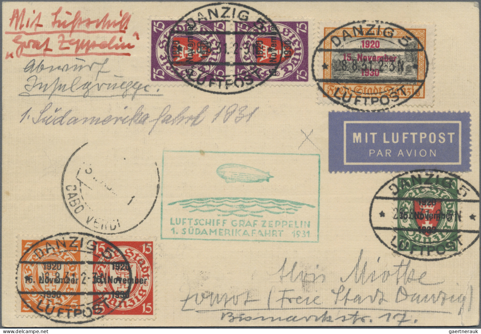 Zeppelin Mail - Germany: 1910/42 (ca.), ca. 110 Belege Zeppelin- und Flugpost, d