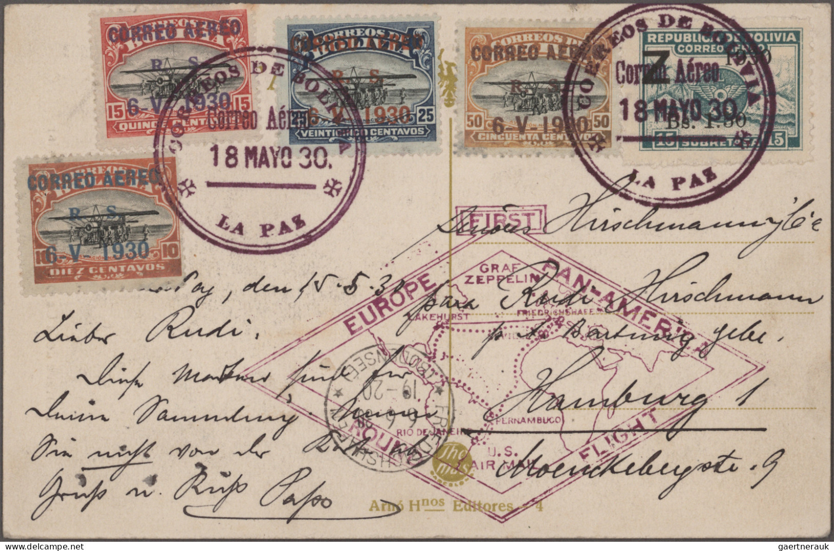 Zeppelin Mail - Germany: 1911/1936, Sammlung mit rund 320 Briefen, Karten und Be