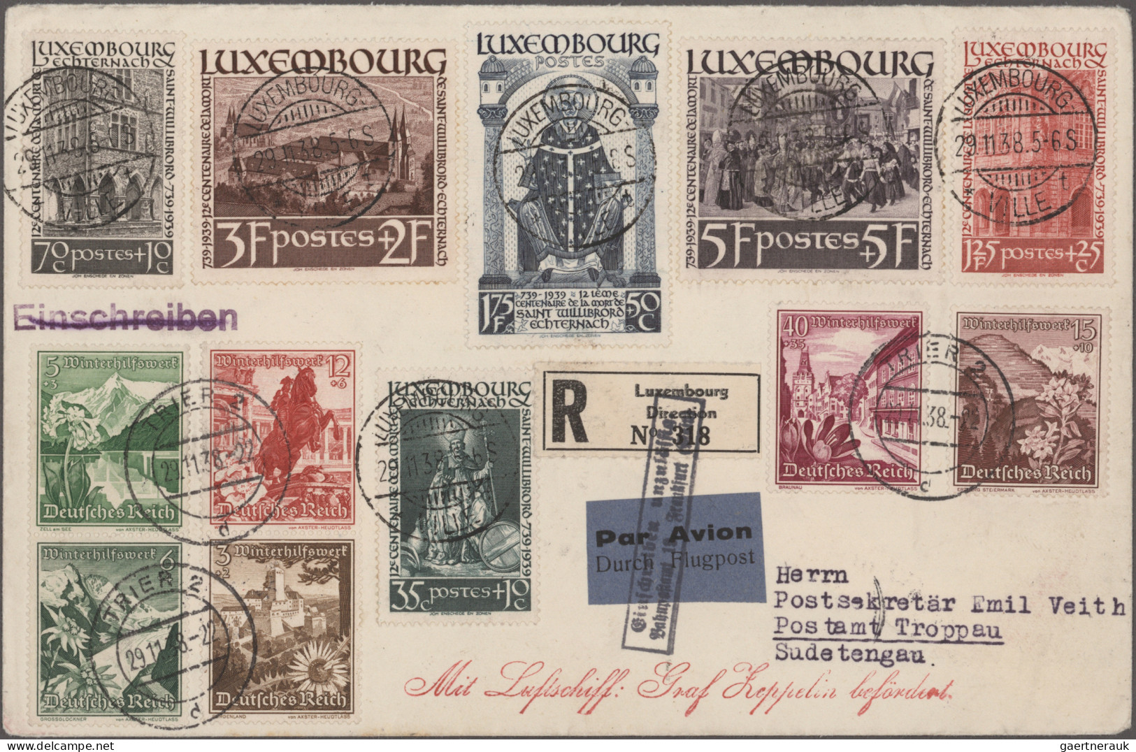 Zeppelin Mail - Germany: 1911/1936, Sammlung mit rund 320 Briefen, Karten und Be