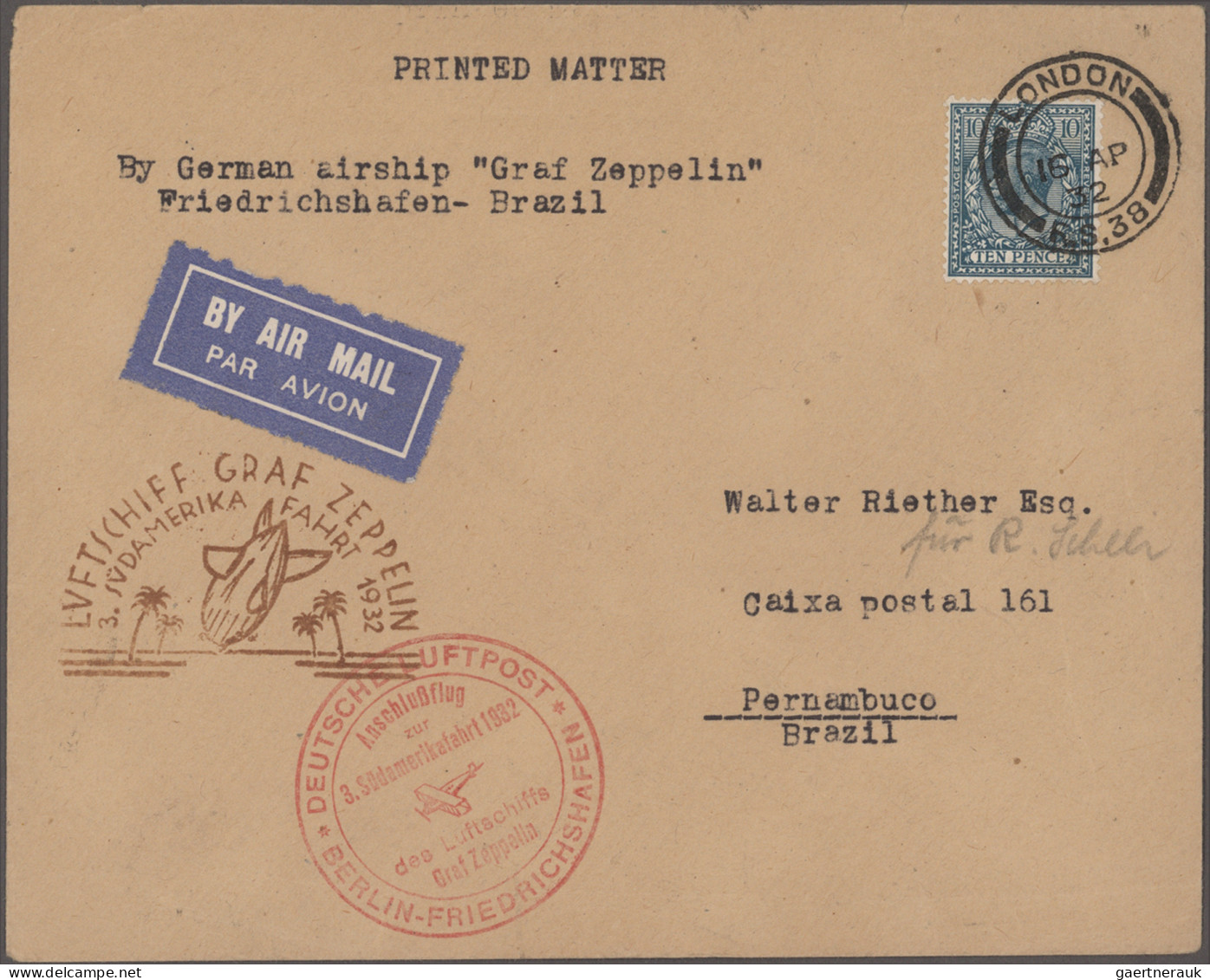 Zeppelin Mail - Germany: 1911/1936, Sammlung mit rund 320 Briefen, Karten und Be