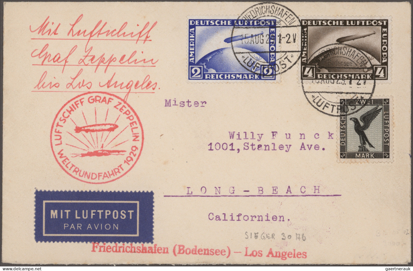 Zeppelin Mail - Germany: 1912/1936, Sammlung mit rund 220 Briefen, Karten und Be