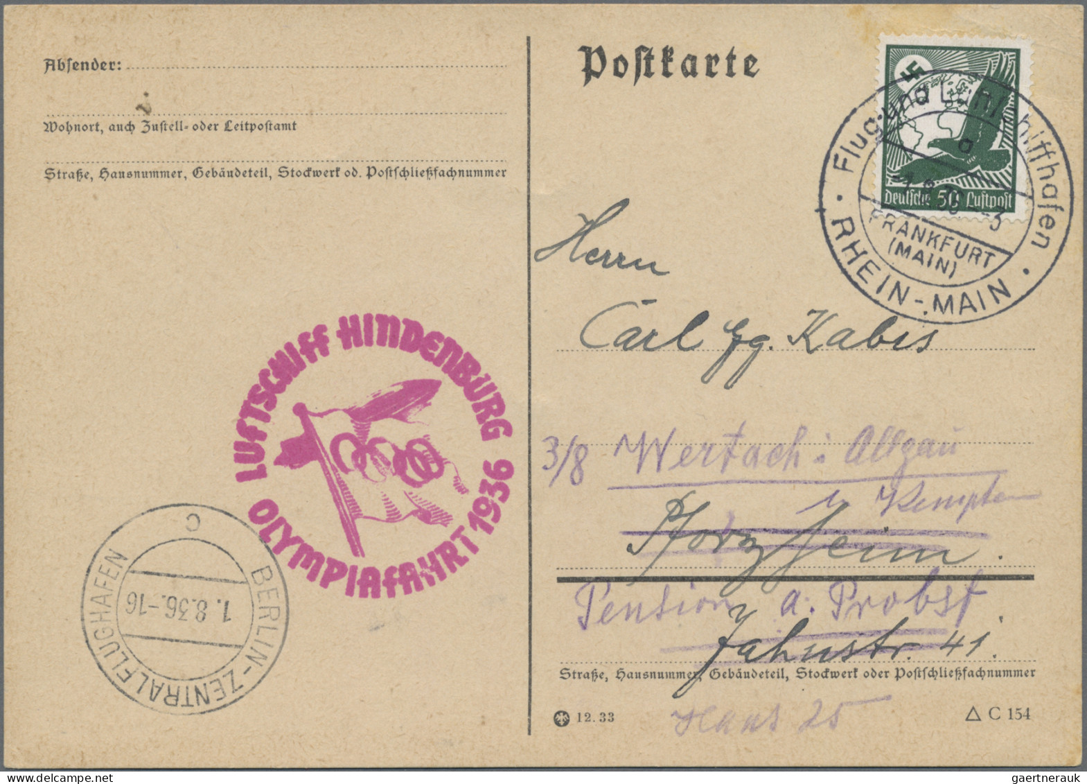 Zeppelin Mail - Germany: 1936, Three Zeppelin Covers For The 1936 Olympic Trip ( - Poste Aérienne & Zeppelin