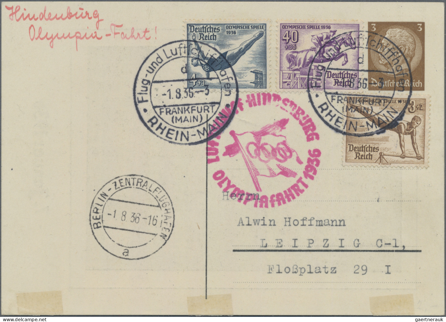 Zeppelin Mail - Germany: 1936, Three Zeppelin covers for the 1936 Olympic trip (