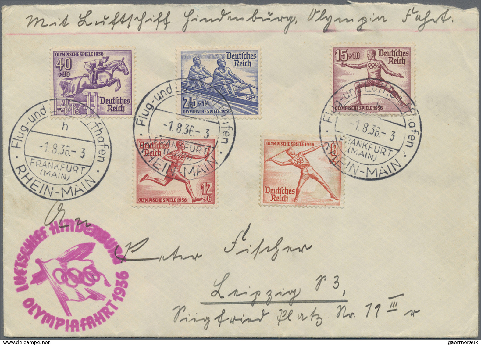 Zeppelin Mail - Germany: 1936, Three Zeppelin covers for the 1936 Olympic trip (