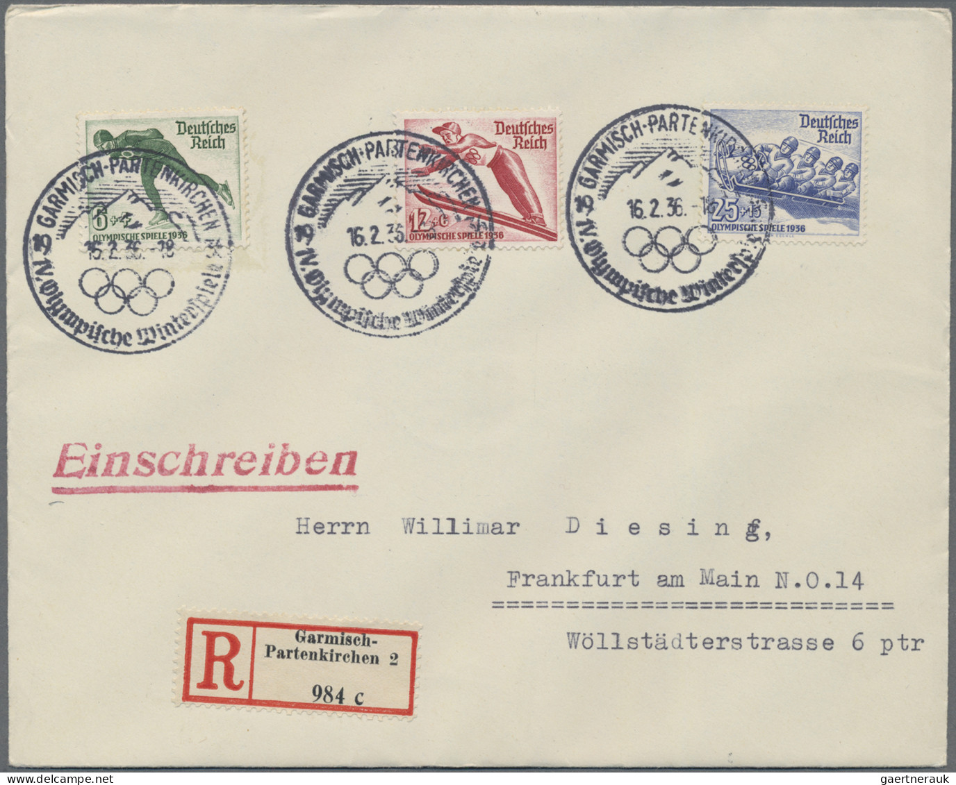 Zeppelin Mail - Germany: 1936, Three Zeppelin covers for the 1936 Olympic trip (