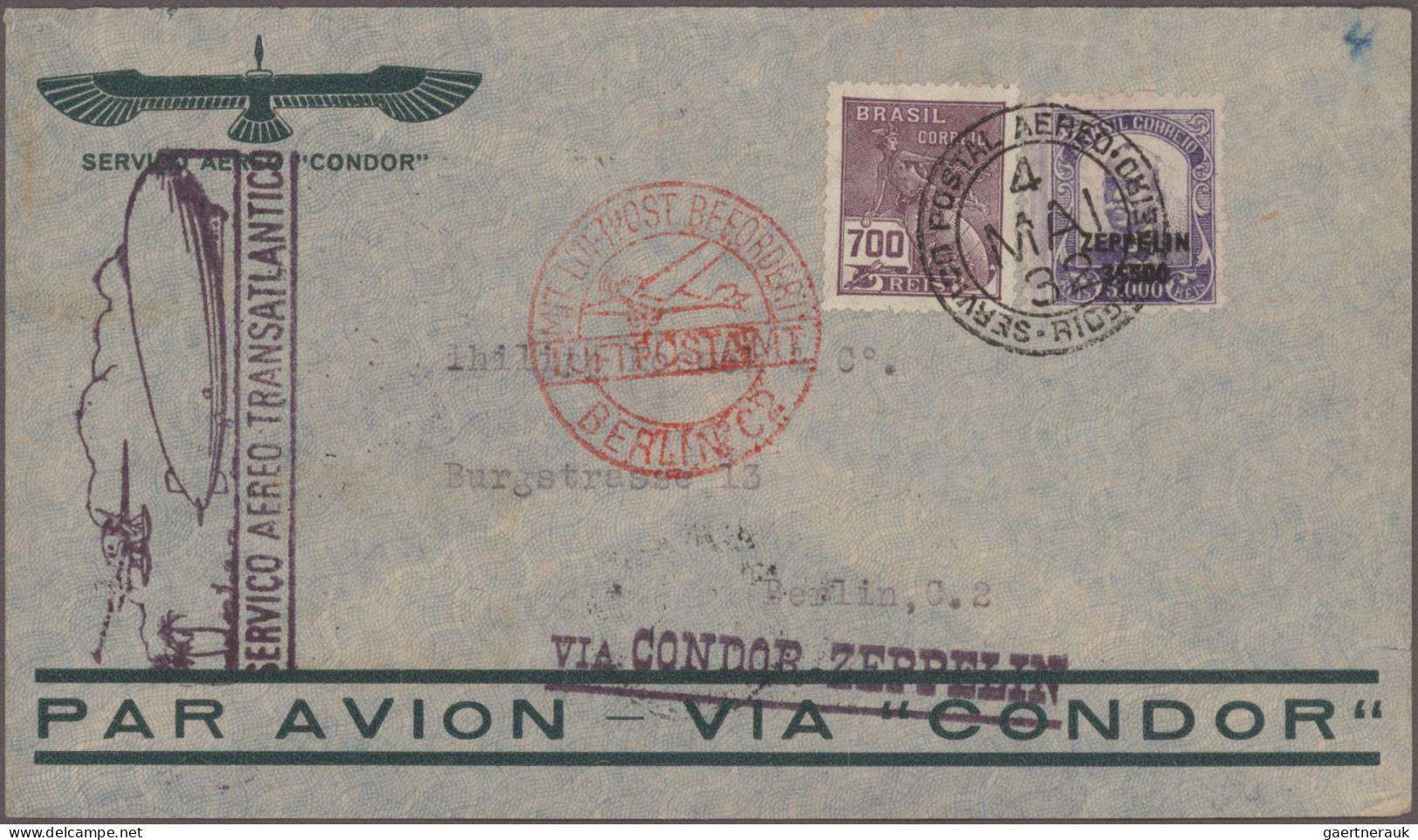 Zeppelin Mail - Overseas: 1929-32 Five Different Zeppelin Covers, With 1929 Roun - Zeppelin