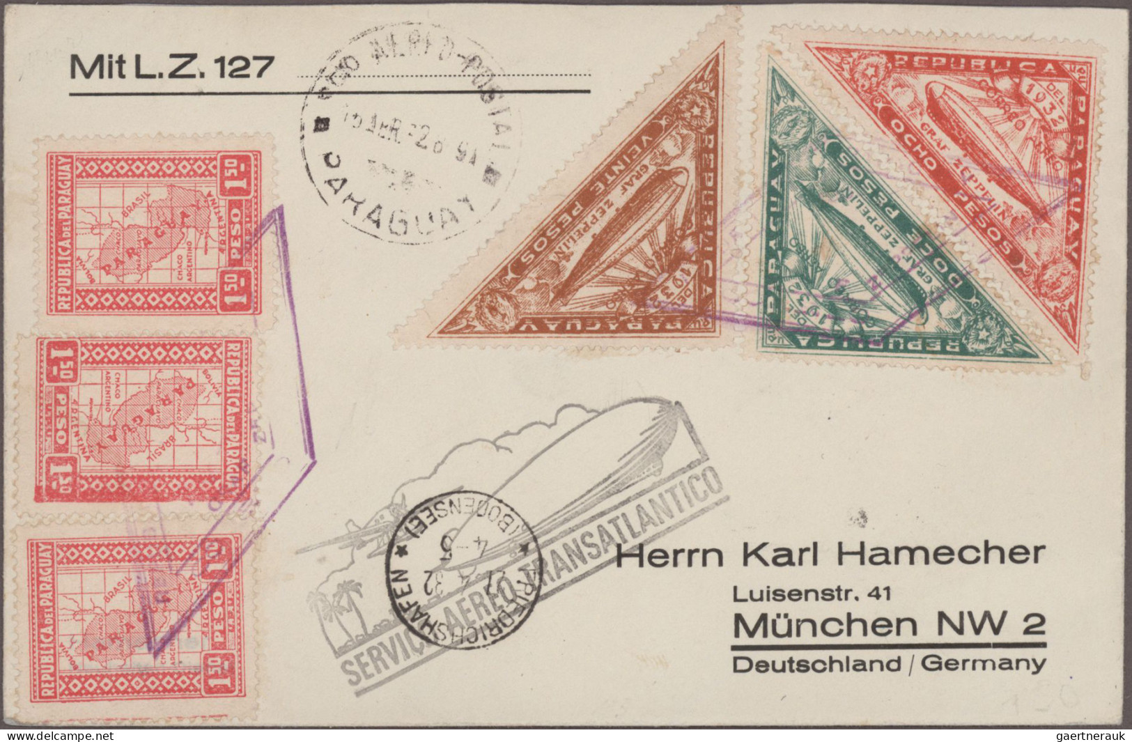 Zeppelin Mail - Overseas: 1929-32 Five Different Zeppelin Covers, With 1929 Roun - Zeppelin