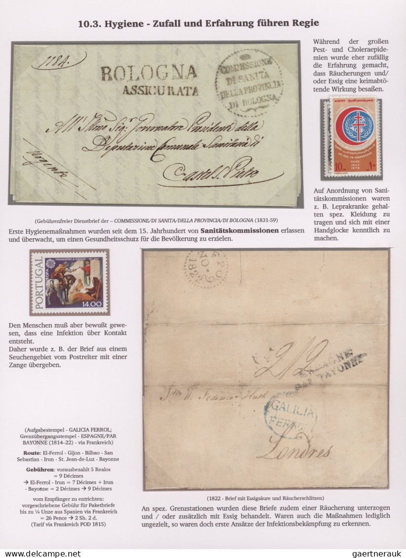 Disinfection Mail: 1830/1910 (ca.), Five Disinfected Entires, E.g. Circular Mark - Autres & Non Classés