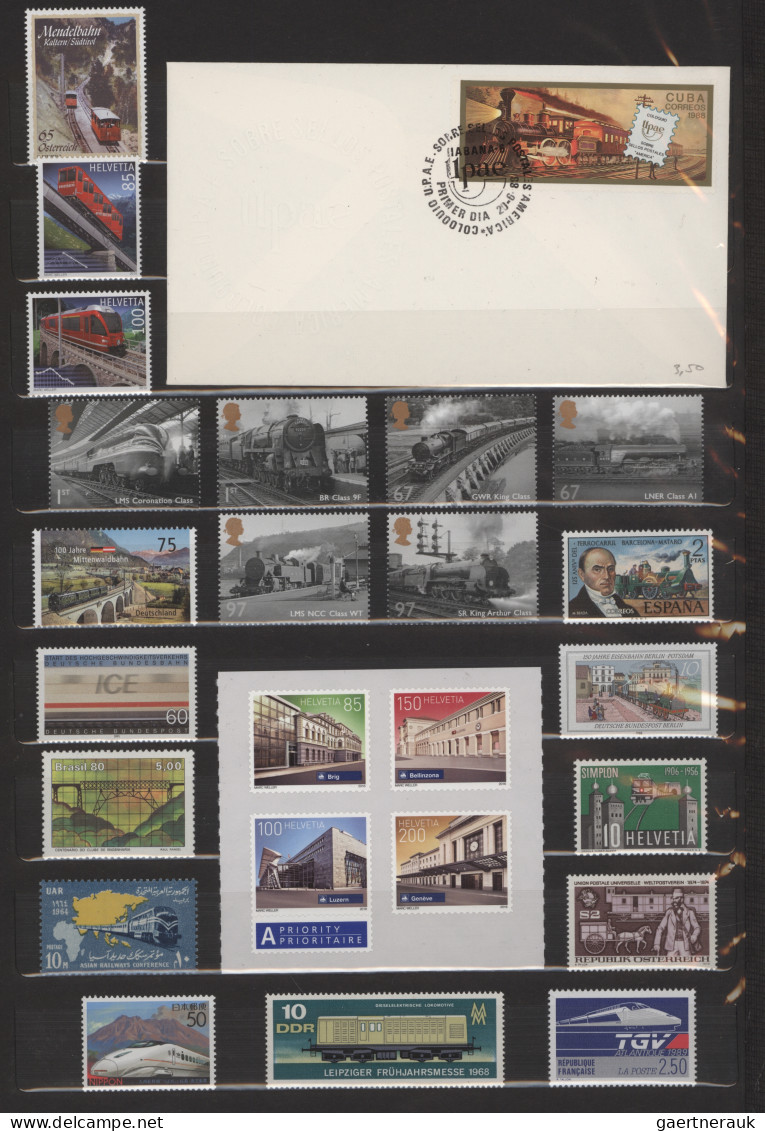 Thematics: Railway: 1894/2000, Extensive Collection Of Railway Motifs With Stamp - Treinen