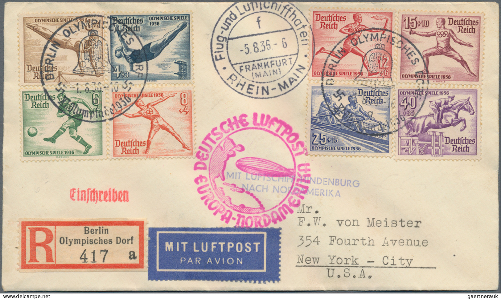 Thematics: Olympic Games: 1936, XI. Olympiade BERLIN: schöne Partie von 17 Beleg