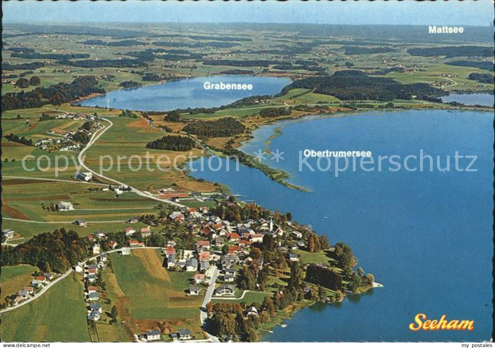 72212180 Seeham Mit Grabensee Mattsee Und Obertrumersee Fliegeraufnahme Seeham - Altri & Non Classificati