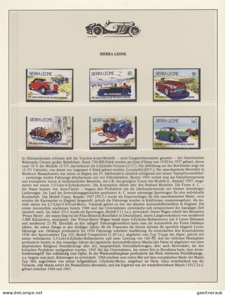 Thematics: Traffic-car: 100 YEARS OF AUTOMOBIL - MNH Collection On Text-form Pag - Voitures