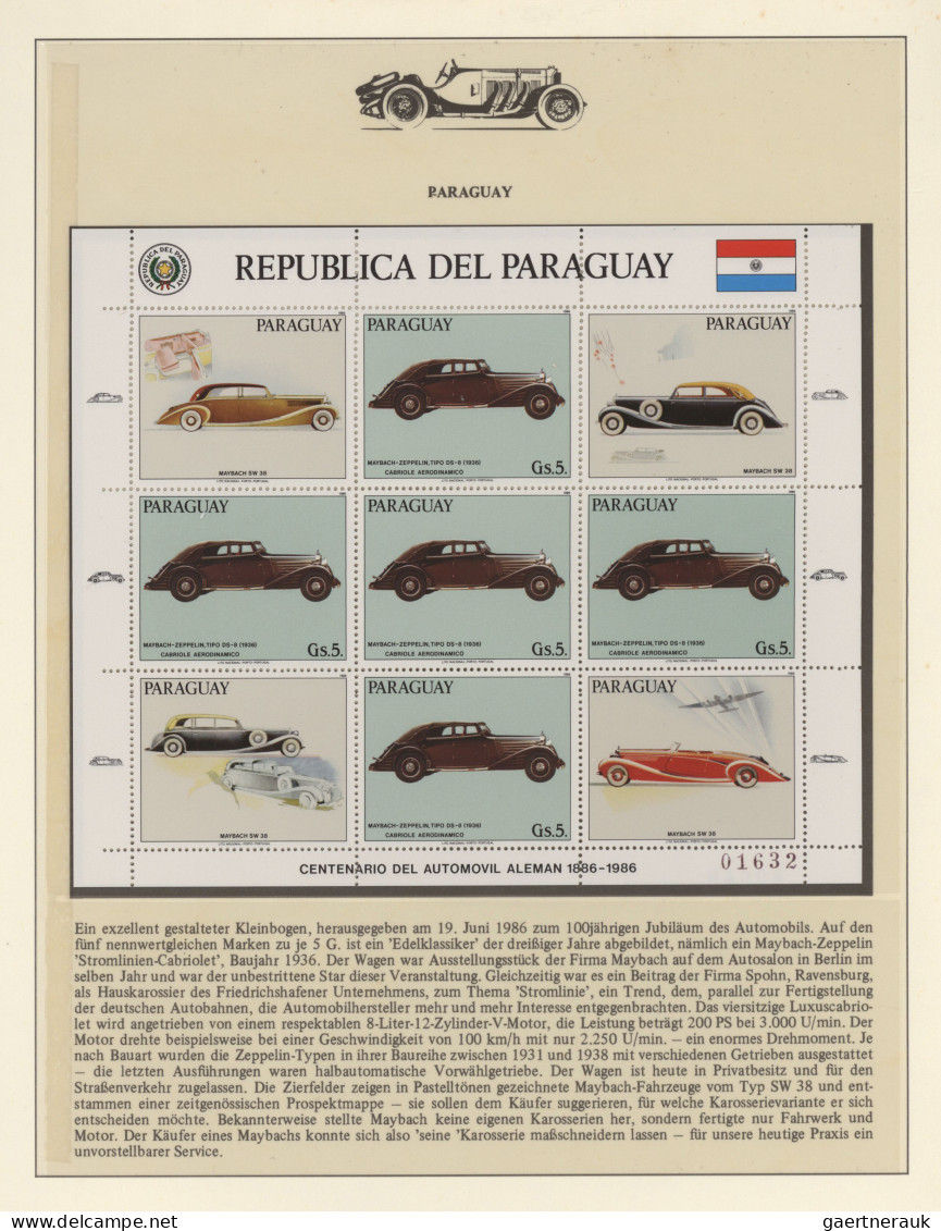 Thematics: Traffic-car: 100 YEARS OF AUTOMOBIL - MNH Collection On Text-form Pag - Automobili